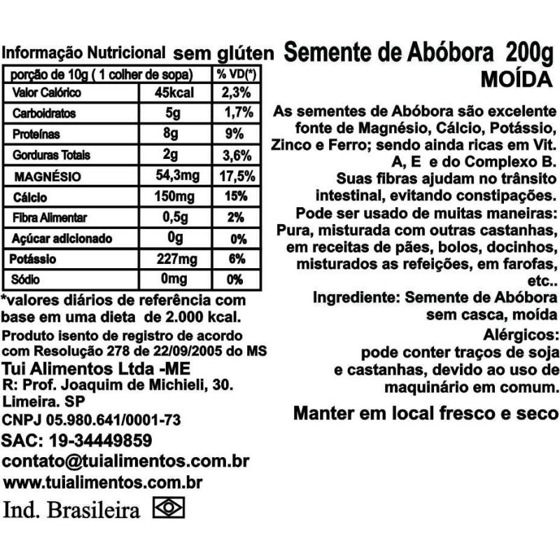 Semente de Abóbora descascada e moída